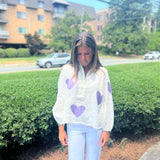 Cupid Linen Top - Violet Hearts