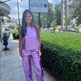 Astro Metallic Linen Pants - Violet