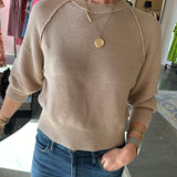 Cotton Moss Raglan Crew Sweater -Biscuit