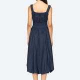 Emmet Poplin Midi Bubble Dress -Navy