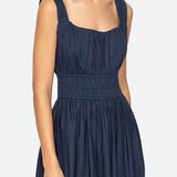 Emmet Poplin Midi Bubble Dress -Navy