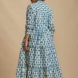 Dakota Dress -Blue Green Polka Stripe